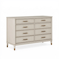 Commode 140 x 45 x 90 cm en bois crème à 8 tiroirs style classique
