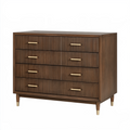 Commode 110 x 45 x 90 cm brun foncé à 4 tiroirs finition bois style contemporain