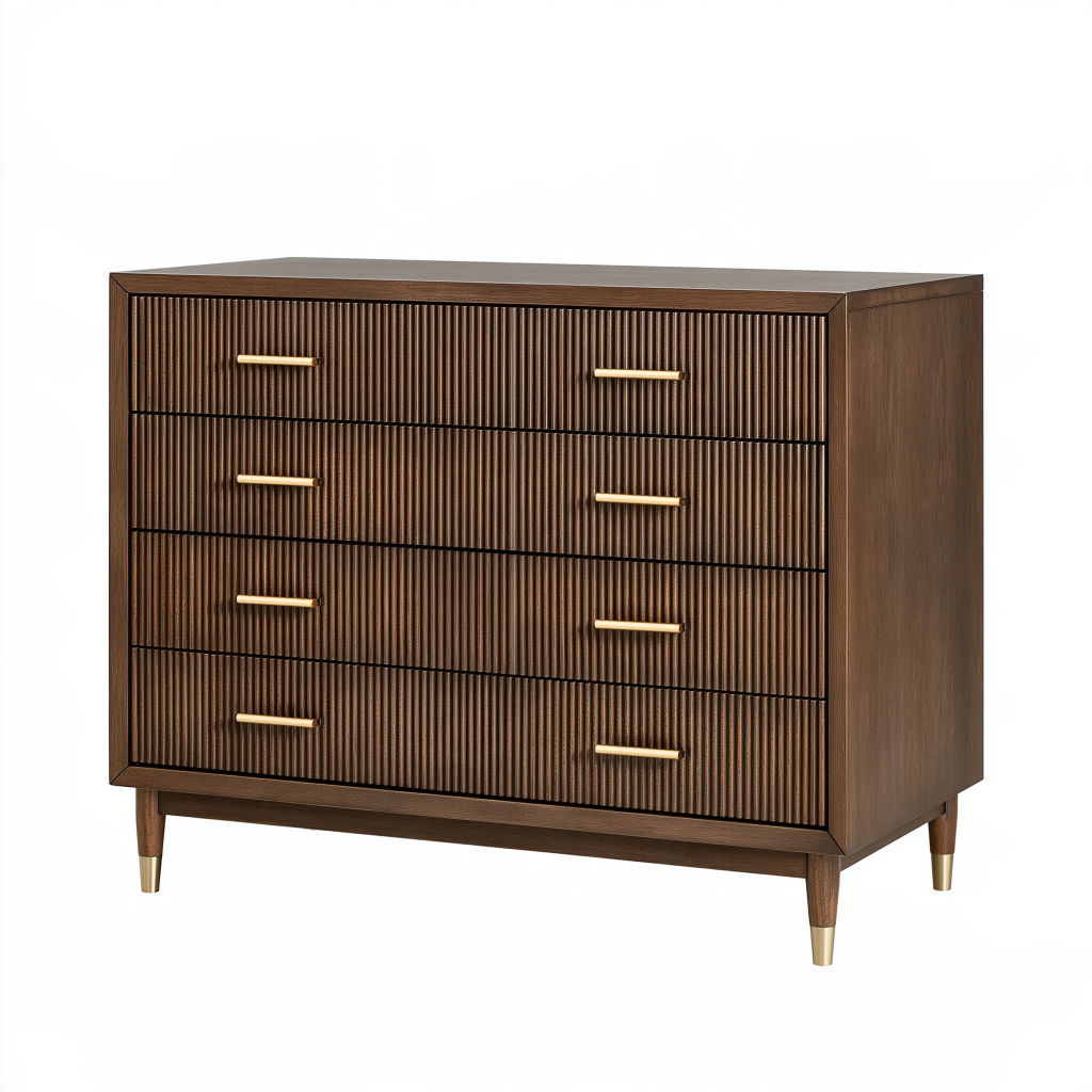 Commode 110 x 45 x 90 cm brun foncé à 4 tiroirs finition bois style contemporain
