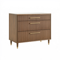 Commode 120 cm en bois brun à 3 tiroirs style moderne rainuré