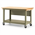 Établi roulant 152 x 76 x 91 cm en bois et acier vert avec rangement