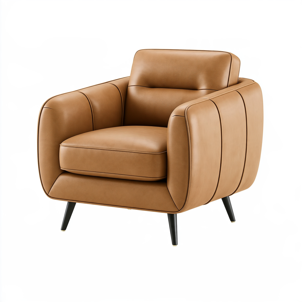 Fauteuil 90 x 85 x 85 cm en simili cuir camel pour salon style contemporain
