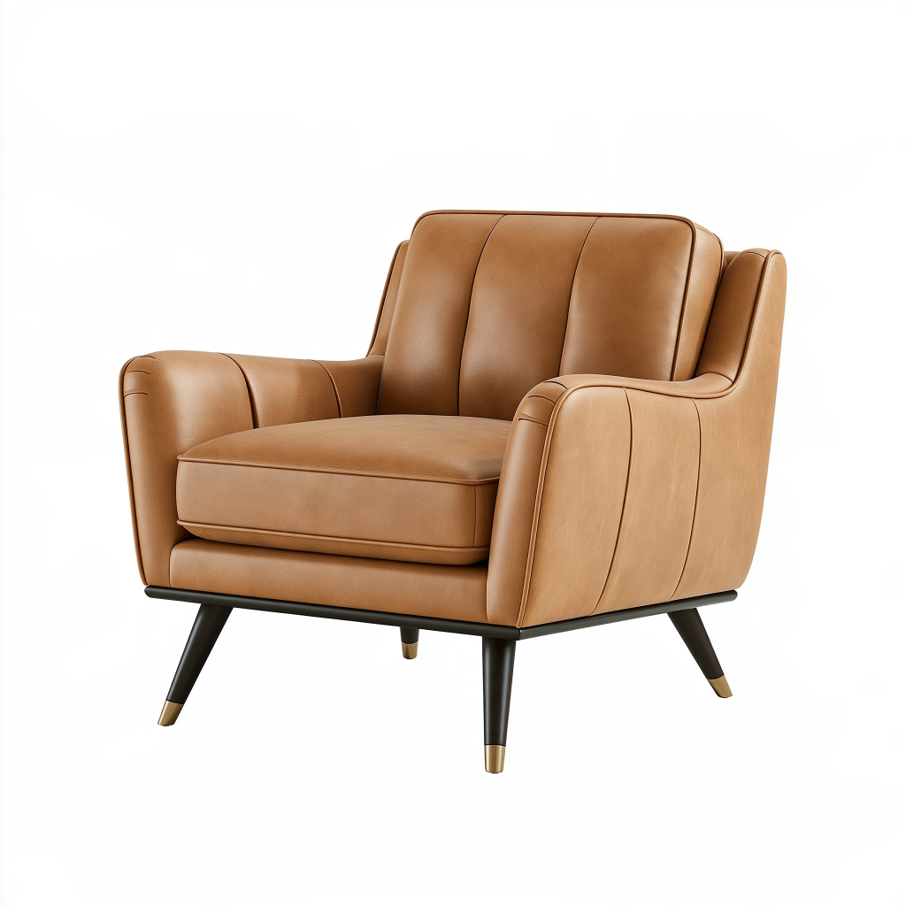 Fauteuil 90 x 85 x 88 cm en revêtement synthétique camel - style moderne