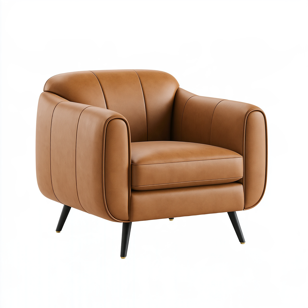 Fauteuil 90 x 85 x 82 cm en revêtement synthétique camel style contemporain