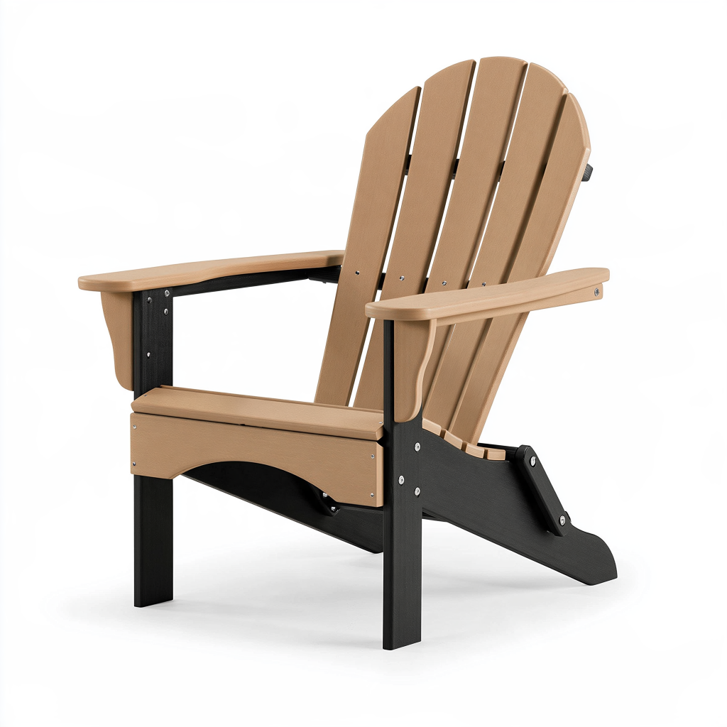 Fauteuil de jardin Adirondack 86 x 76 x 98 cm en plastique beige/noir pliant