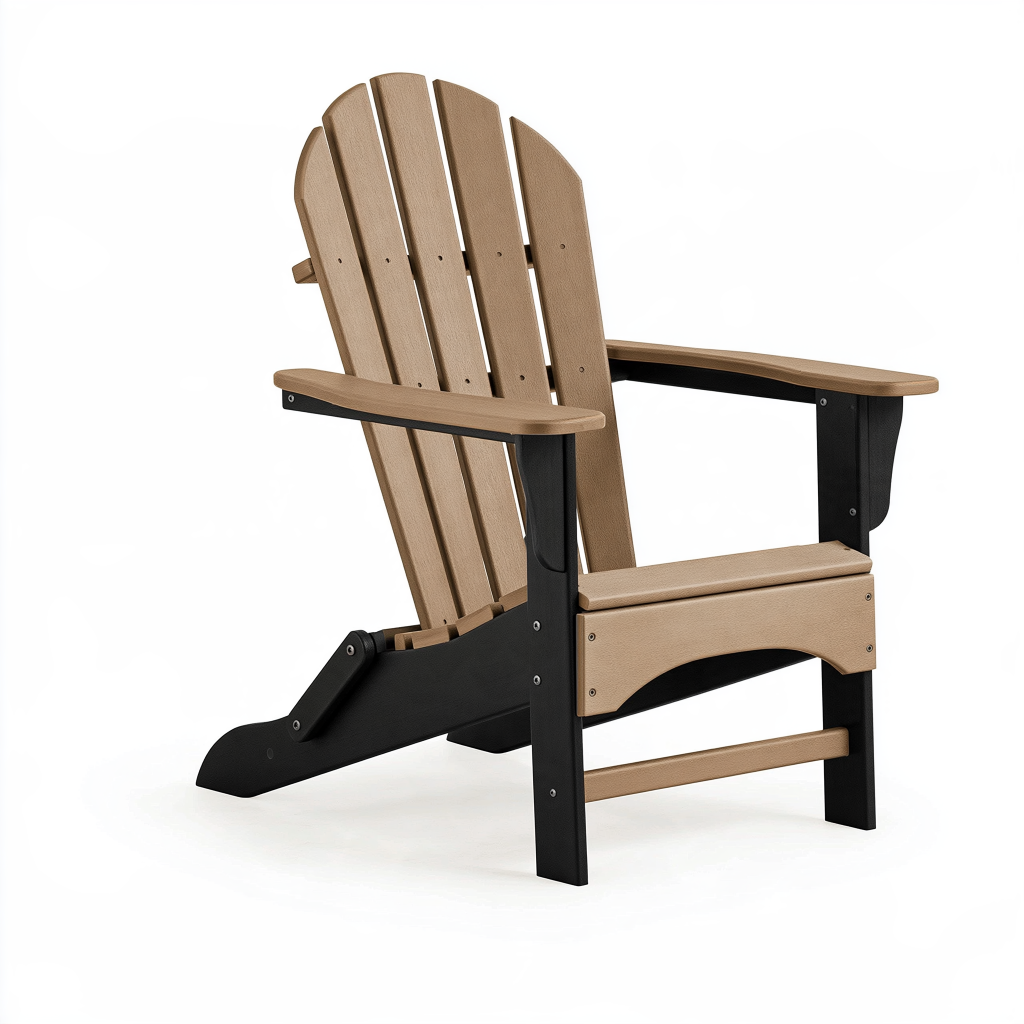 Fauteuil de jardin Adirondack 96 x 80 x 100 cm en plastique beige et noir à dossier haut