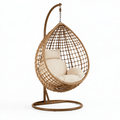 Fauteuil suspendu 105 x 105 x 195 cm en rotin tressé brun avec structure en métal style bohème