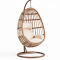 Fauteuil suspendu 105 x 105 x 195 cm en rotin marron avec structure en acier style bohème