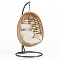 Fauteuil suspendu 105 x 95 x 195 cm en rotin naturel et métal noir style bohème