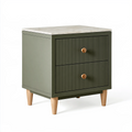 Table de chevet 50 x 40 x 60 cm verte en bois avec 2 tiroirs style contemporain