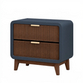 Table de chevet 60 x 40 x 55 cm bois brun bleu nuit 2 tiroirs style contemporain