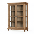 Vitrine 110 x 45 x 190 cm en bois marron à deux portes vitrées style classique