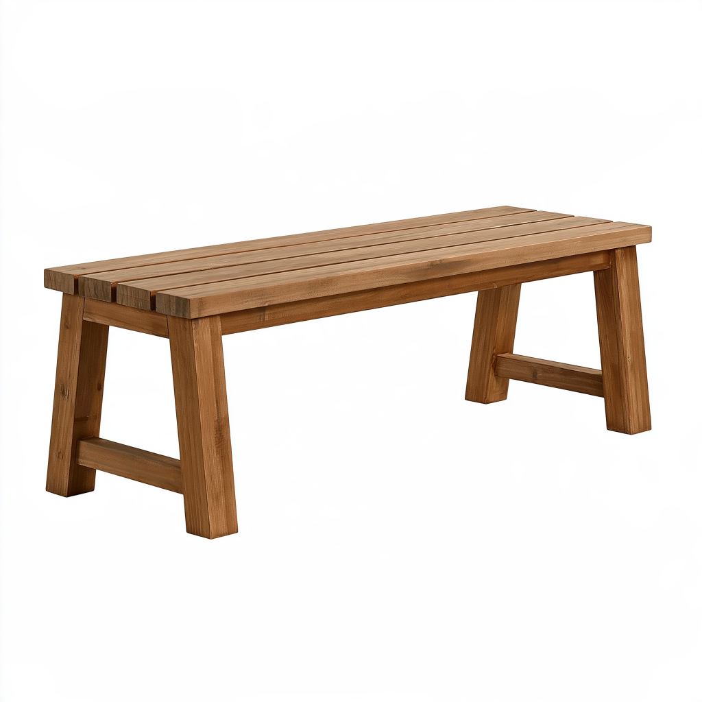 Banc de jardin 120 x 35 x 45 cm en bois marron à lattes style rustique